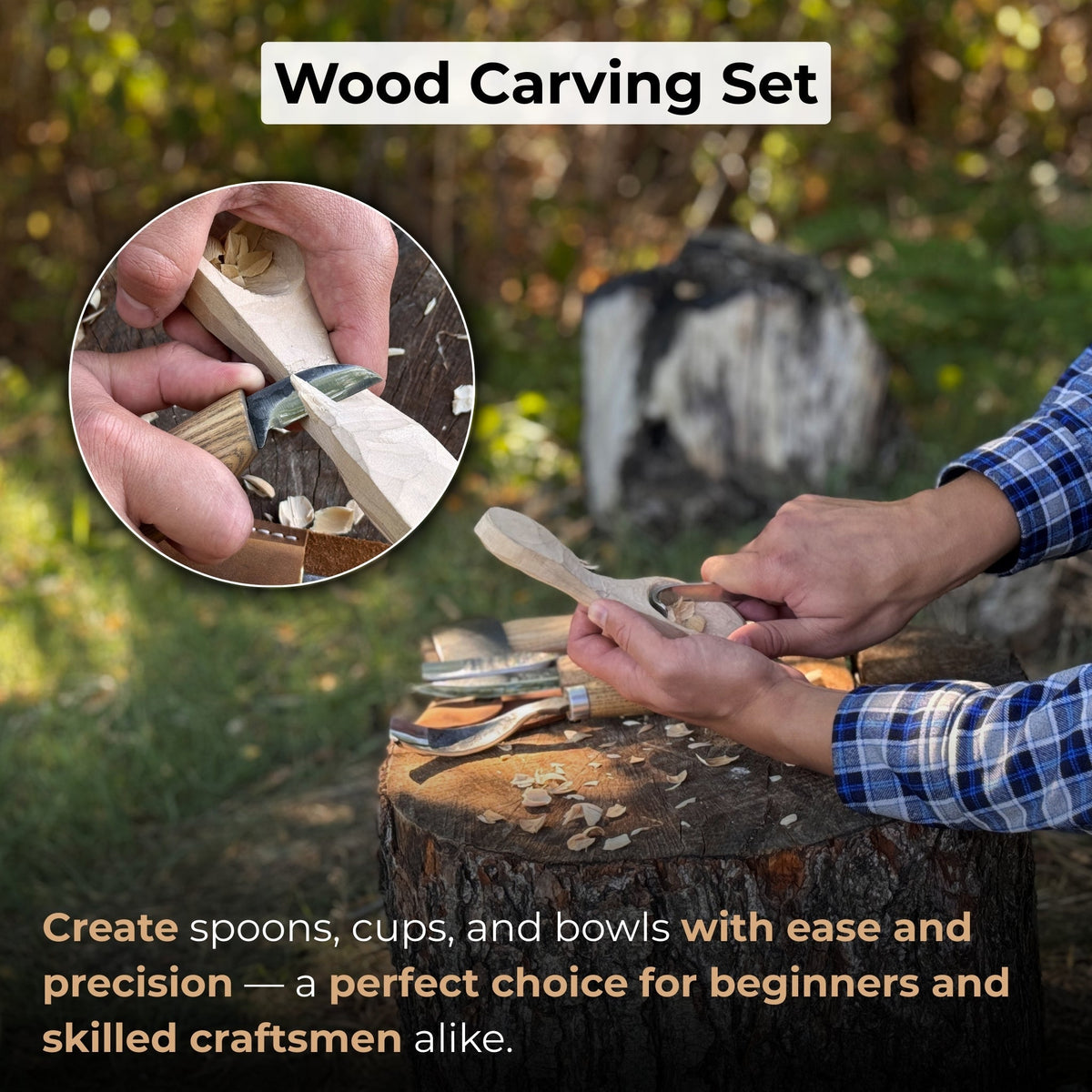 15 piece Wood Carving Tool Set with Leather Roll by Sharky Forged Steel Tools — view 2