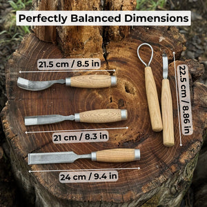 15 piece Wood Carving Tool Set with Leather Roll