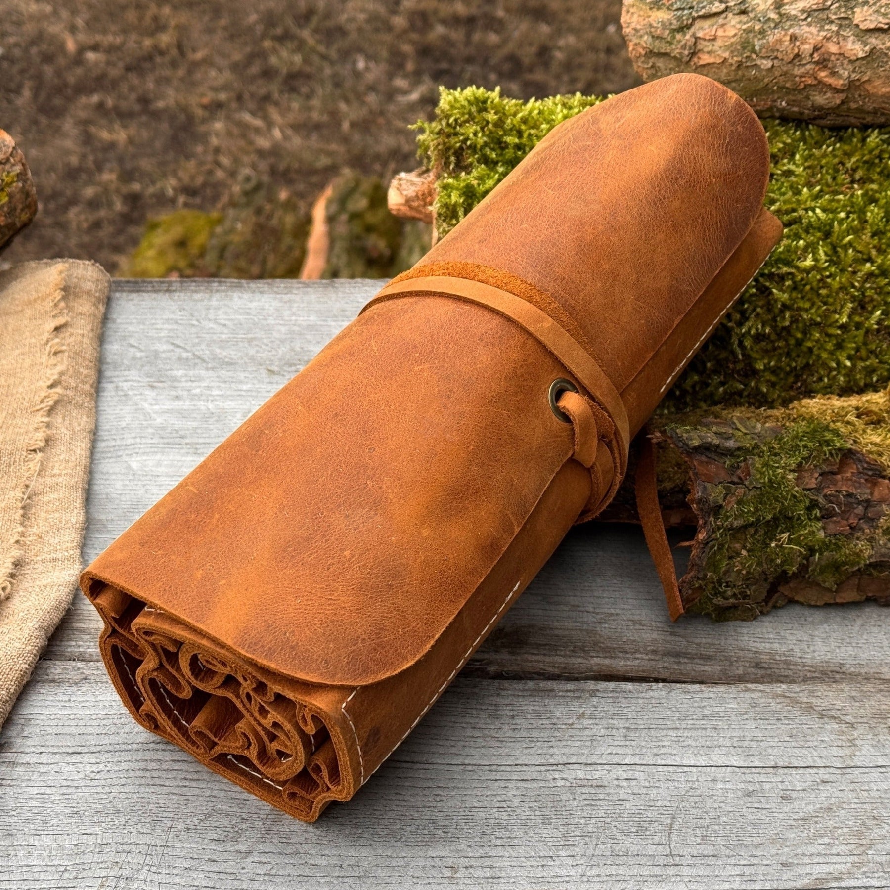 15 Pocket Leather Tool Roll