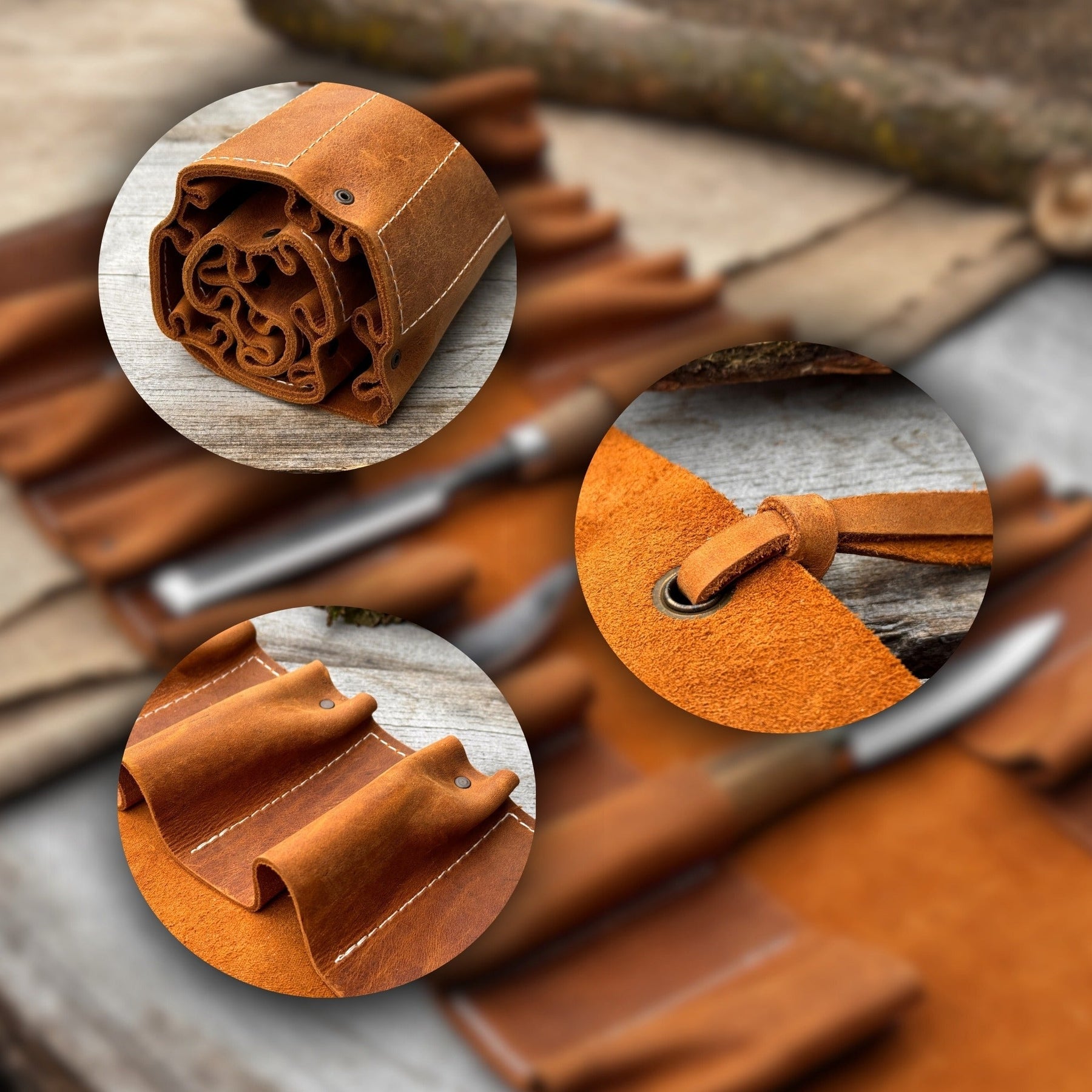 15 Pocket Leather Tool Roll