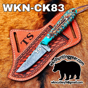 Turquoise Stag Resin Drop Point Knife with by Divine Knives