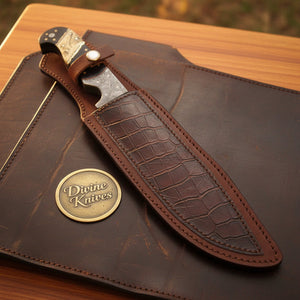 Mosaic Pin Clip Point Hunter with Buffalo Horn Inlay Handle and Brass Bolster