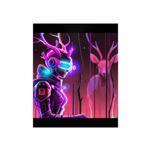 futuristic woman and deer Posters