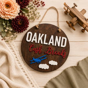 Custom Airplane Baby Name Sign by Poor Hog Customs, Southern home decor main product photo