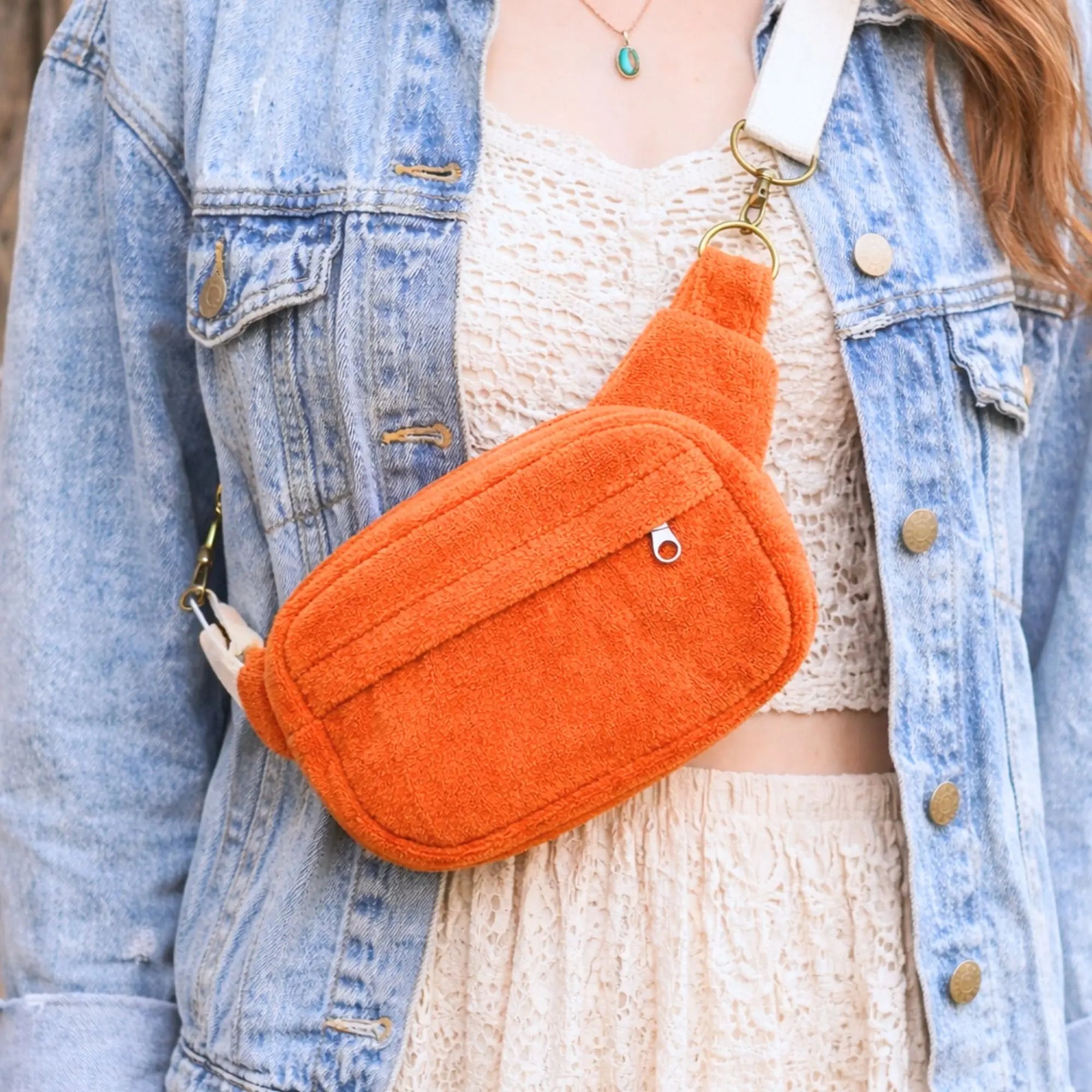 1970s Vintage Towel Crossbody Bum Bag, Retro Boho Fanny Pack, Handmade Terry Cloth Bag, Festival Crossbody Belt Bag, Upcycled Vintage Style Maypop House Designs