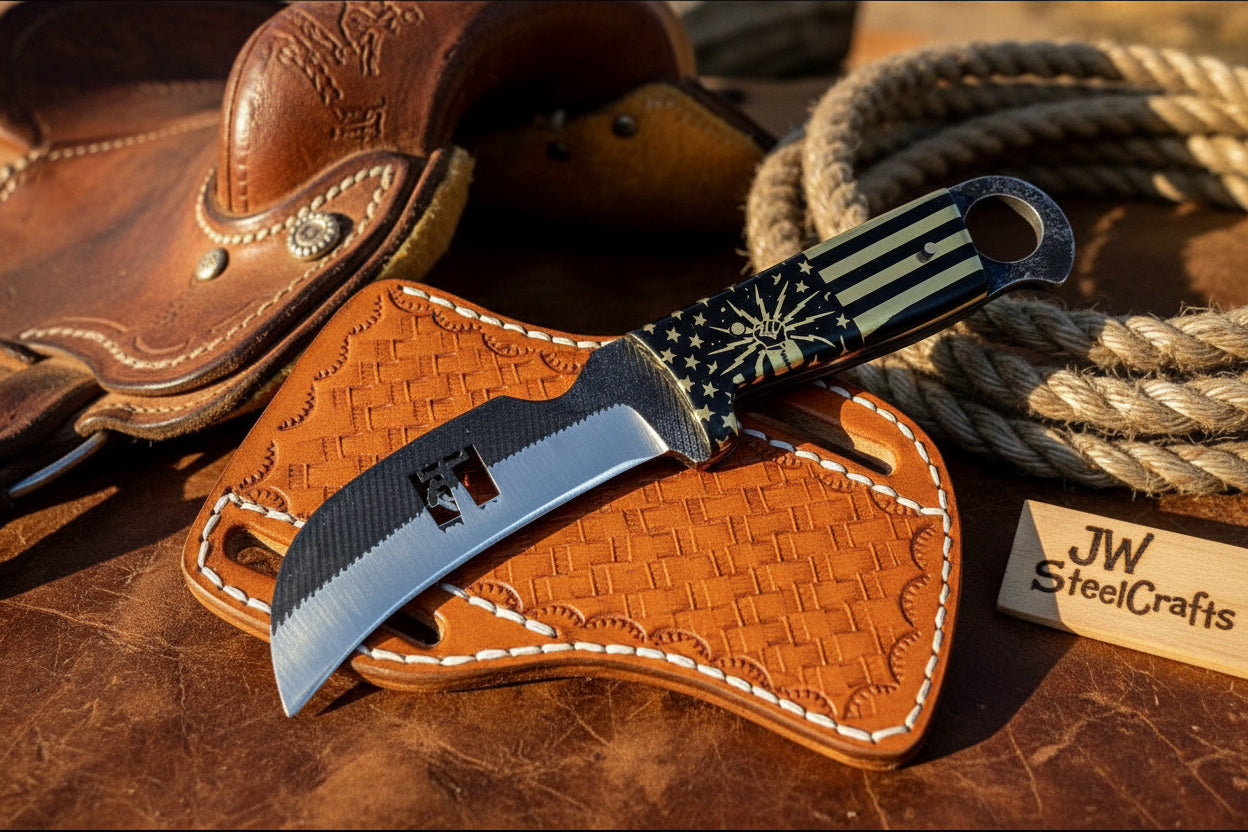 Patriot Grip Bull Cutter Knife 6" Handmade High Carbon Steel With Satin Polished