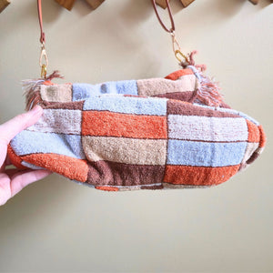 Upcycled Vintage Towel Crossbody Bag, Retro Messenger Bag, Adjustable Strap