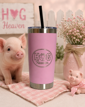 Hog Heaven Pig Lover Engraved 20 oz Stainless Steel Tumbler