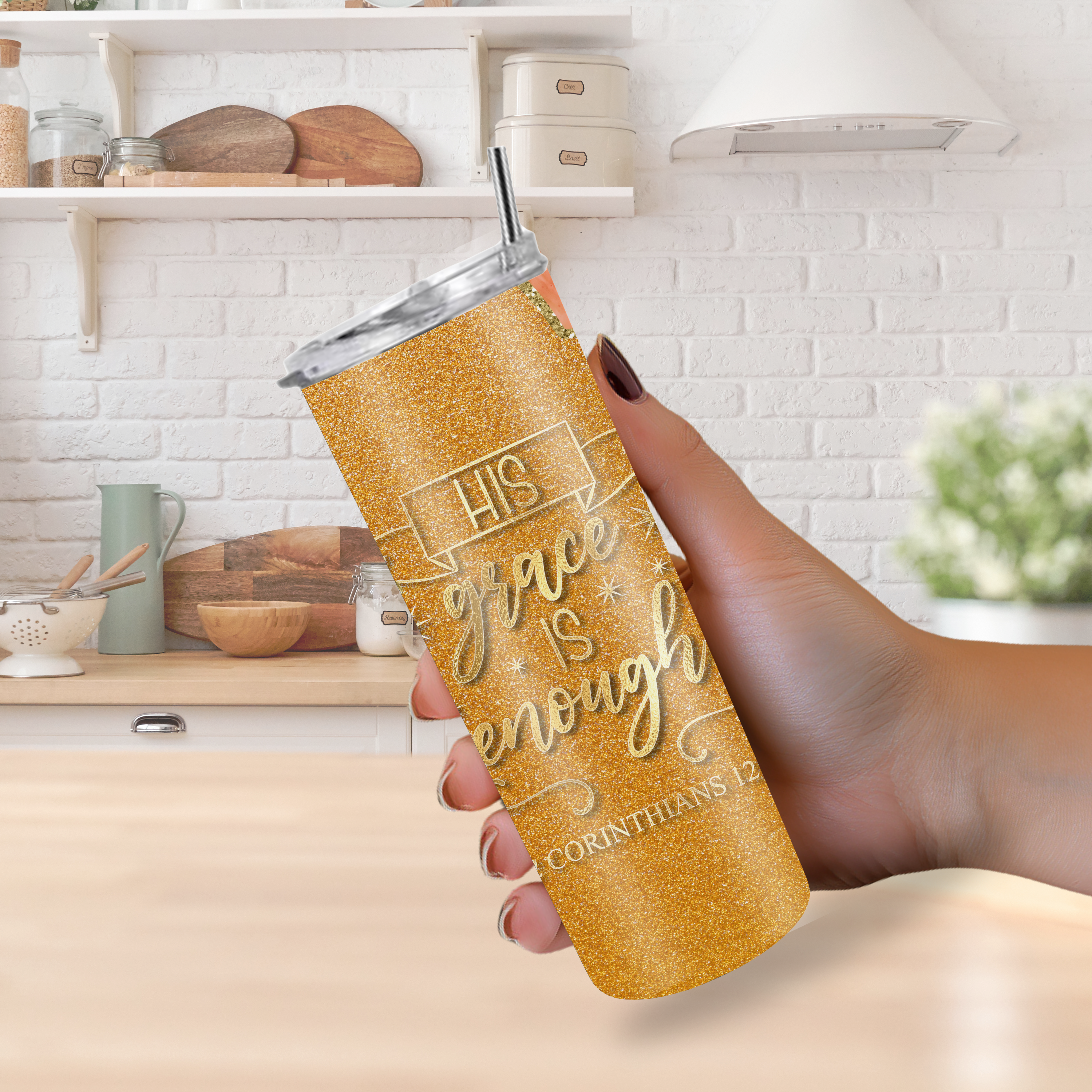 "His Grace is Enough" 2 Corinthians 12:9 20oz Tumbler