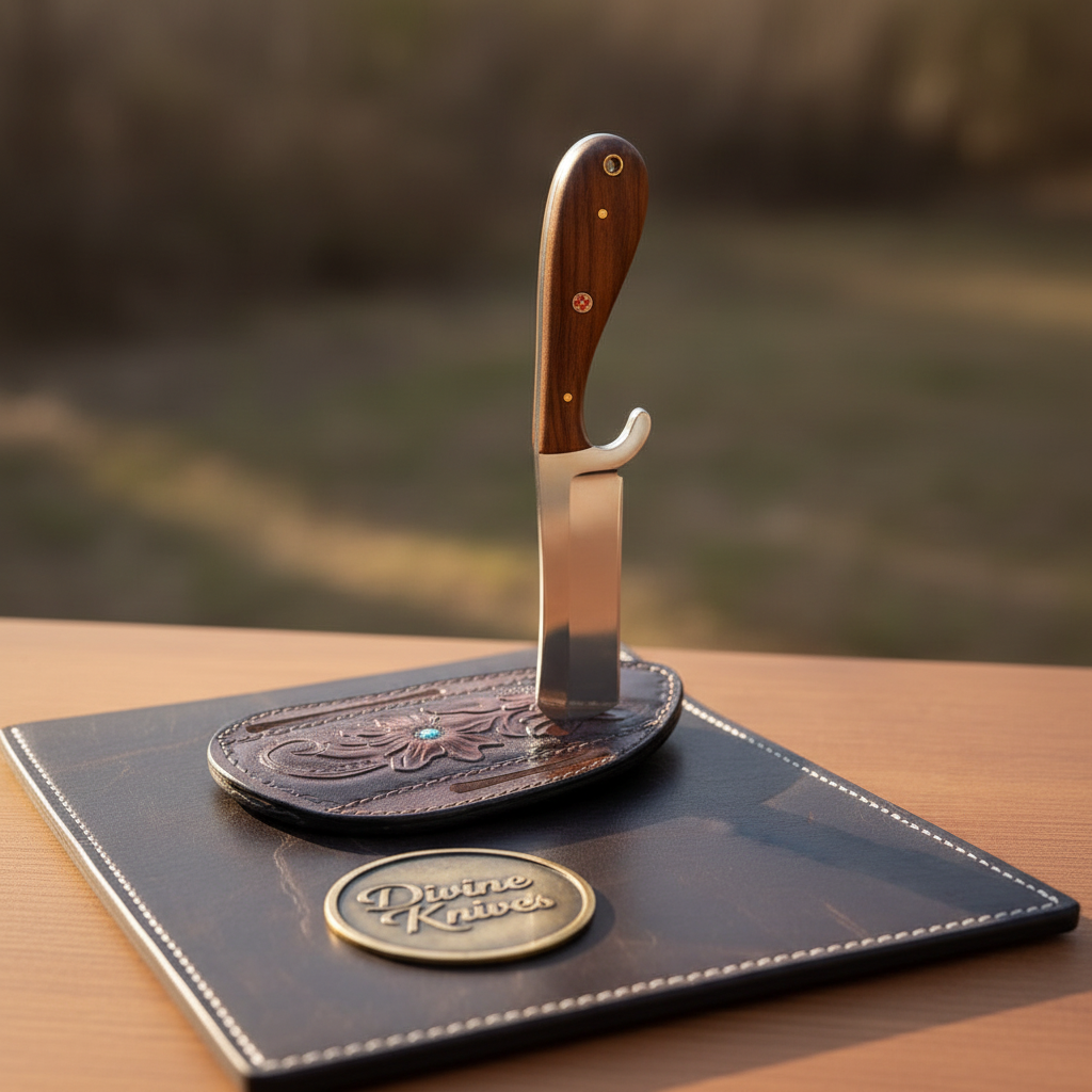 Walnut Cowboy Bull Cutter Knife with High product detail, view 3