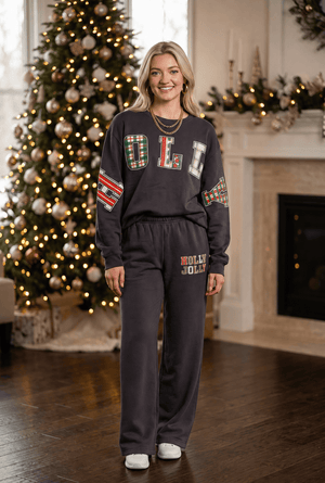 Holly Jolly Patch Charcoal Sweatshirt