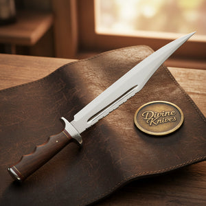 Rosewood Handle Fullered Alamo Bowie with Red Spacers