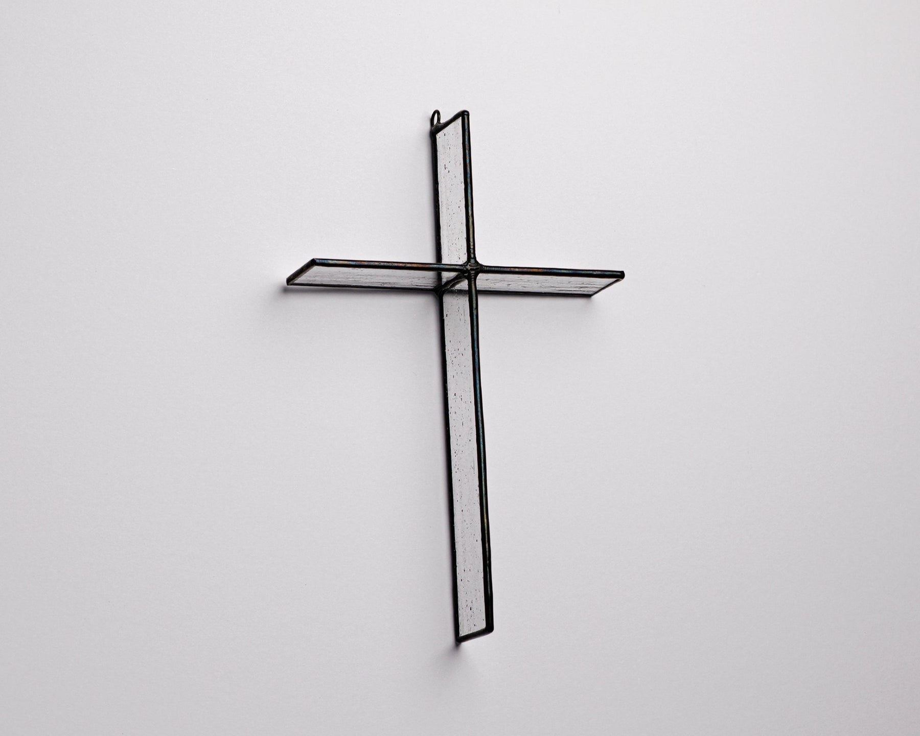 Antique Clear Cross Suncatcher handmade stained glass cross by Greyhouse Glass
