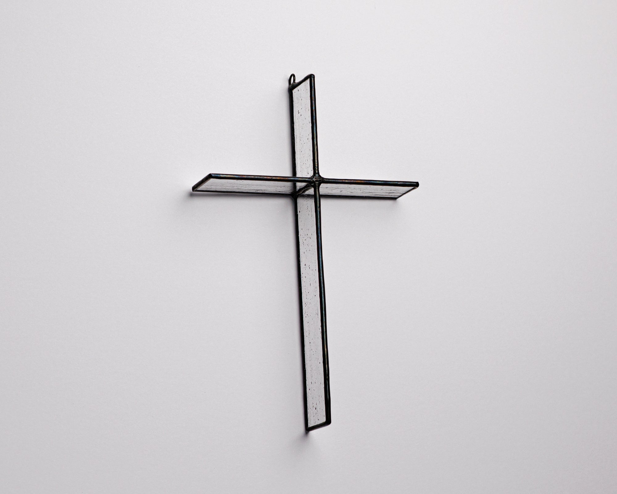 Antique Clear Cross Suncatcher handmade stained glass cross by Greyhouse Glass