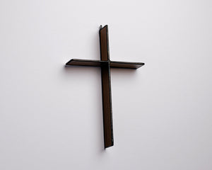 Mocha Brown Cross Suncatcher handmade stained glass cross by Greyhouse Glass
