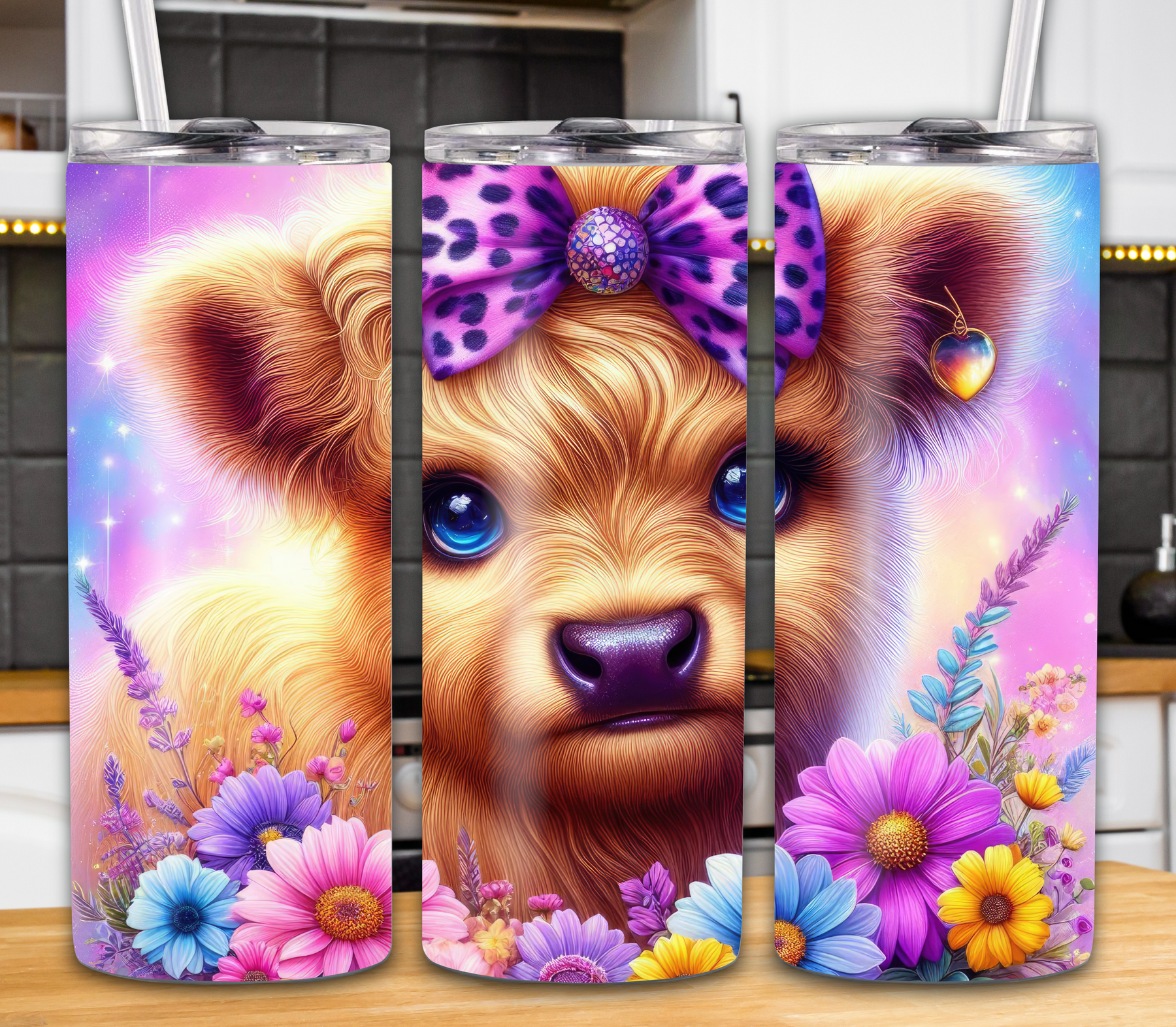 "Cute Baby Cow Laying On A Bed of Flowers" 20oz Cow Tumbler