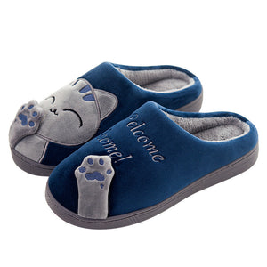 Cute Plush Cat Slippers for Winter Home Wear by The Mississippi Mermaid Mercantile - view 3