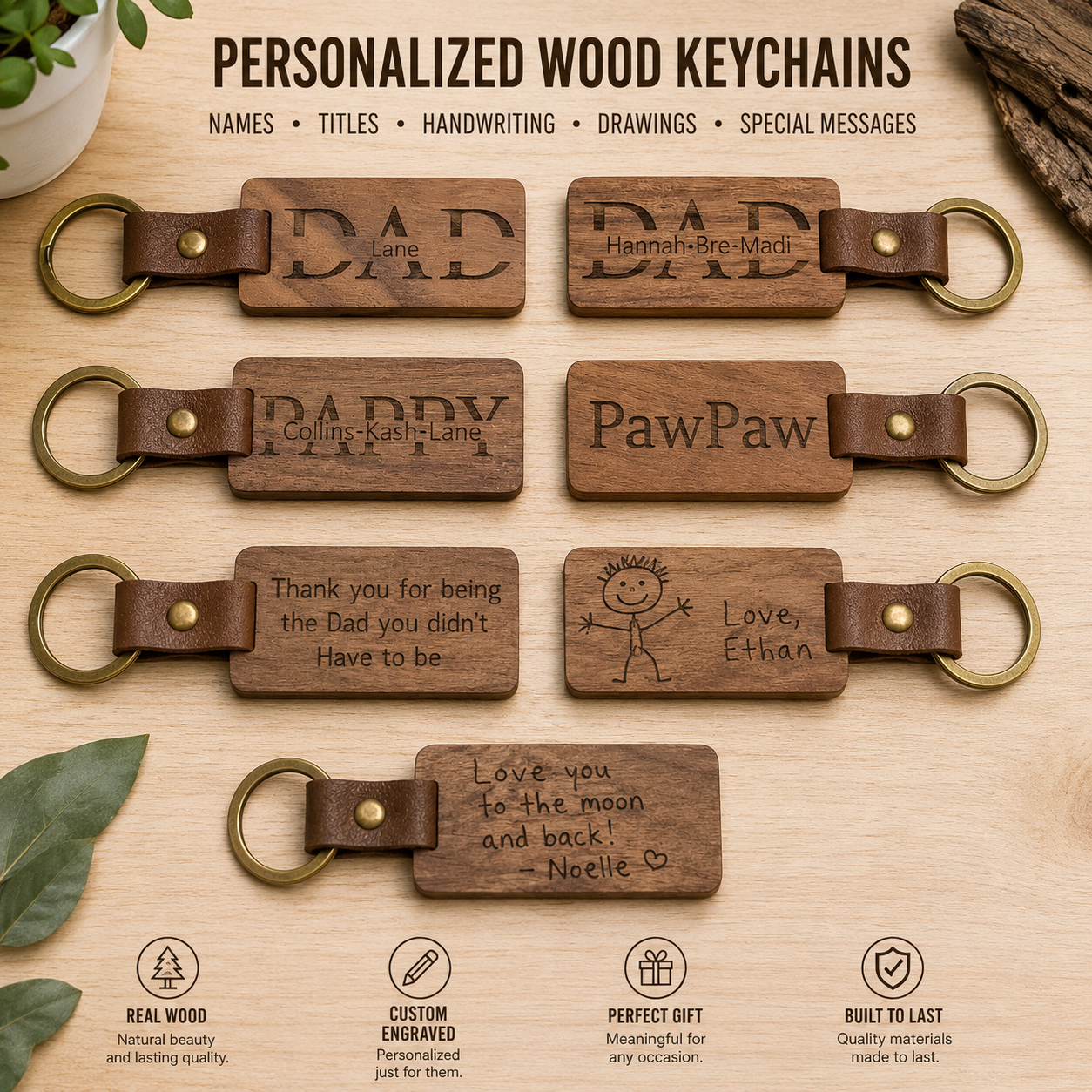 Personalized Wood Keychain