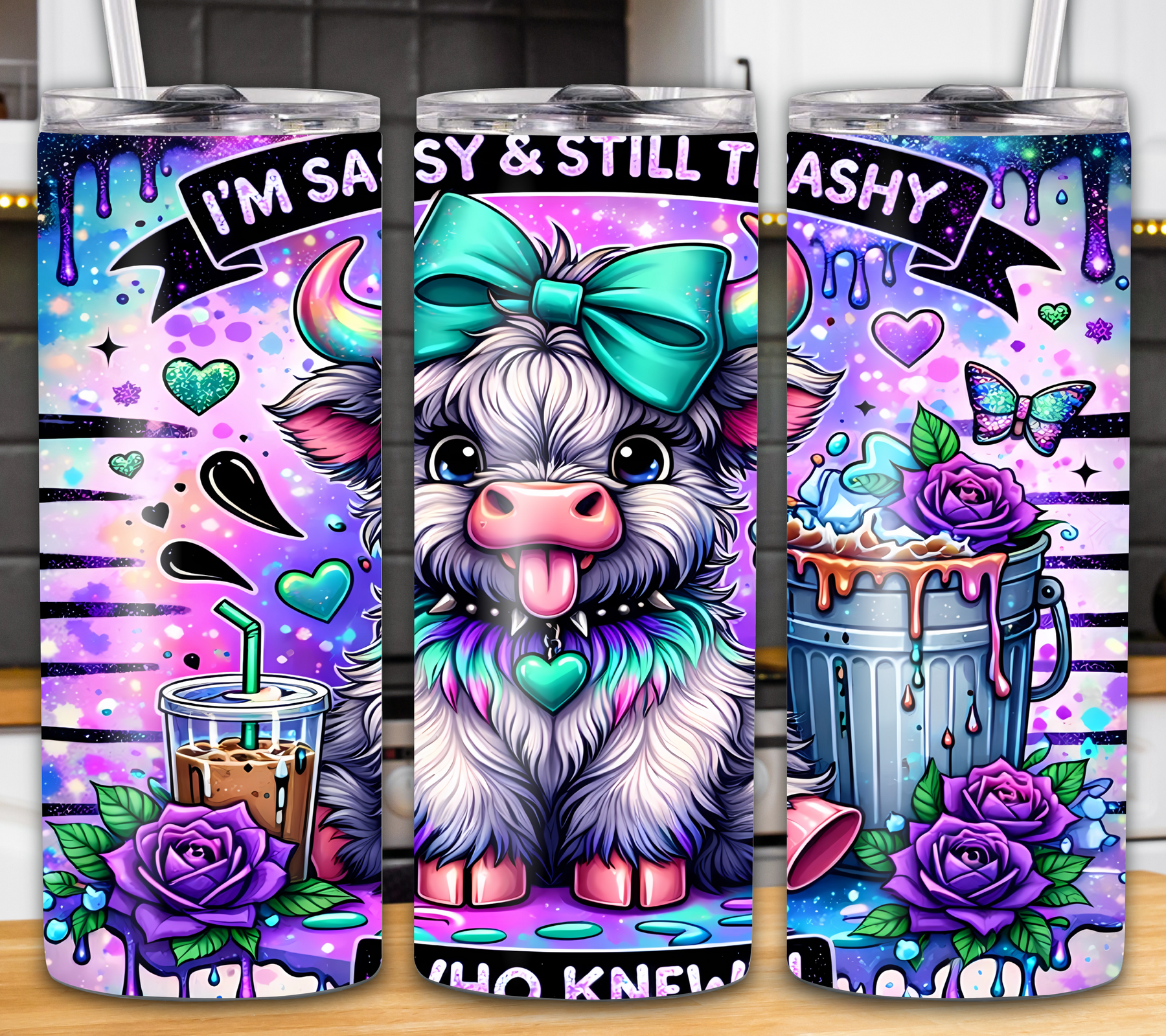 "I'm Sassy & Still Trashy" 20oz Cow Tumbler