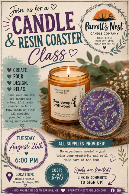 Candle Pour & Resin Coaster - August 25 by The Mosaic Turtle
