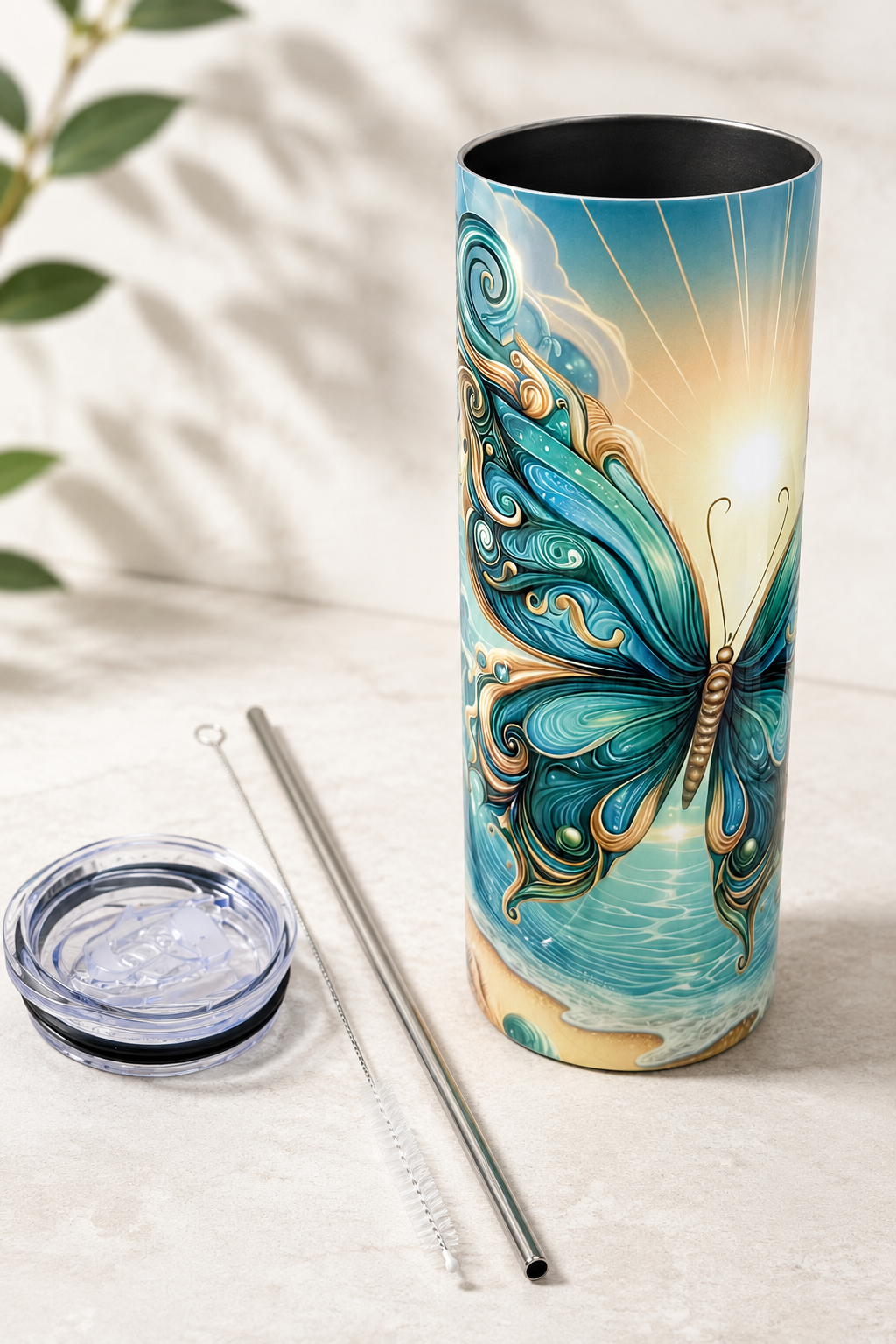 20 oz Double-Wall Stainless Steel Skinny Tumbler by Busy Bee Creationz, custom drinkware detail photo 6
