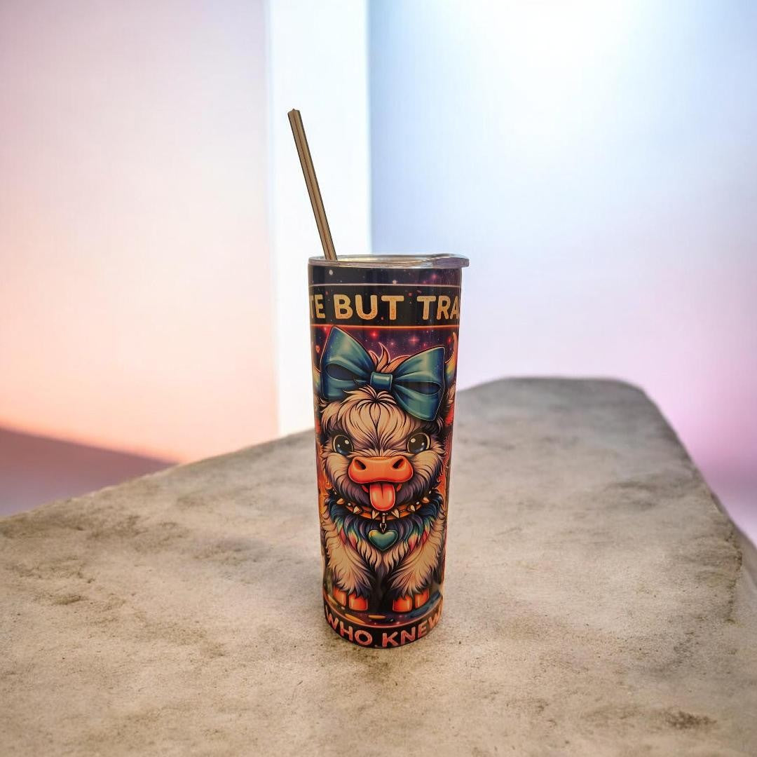 "Cute But Trashy" 20oz Cow Tumbler