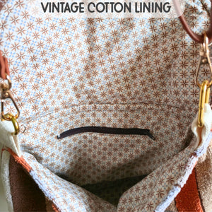Upcycled Vintage Towel Crossbody Bag, Retro Messenger Bag, Adjustable Strap