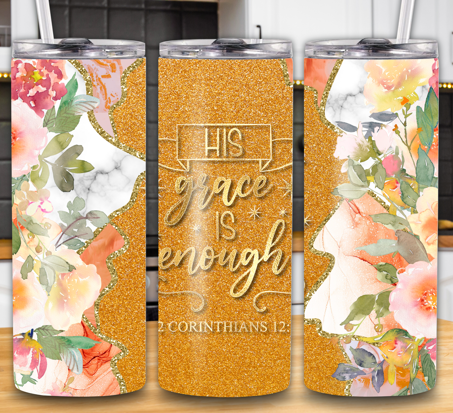 "His Grace is Enough" 2 Corinthians 12:9 20oz Tumbler