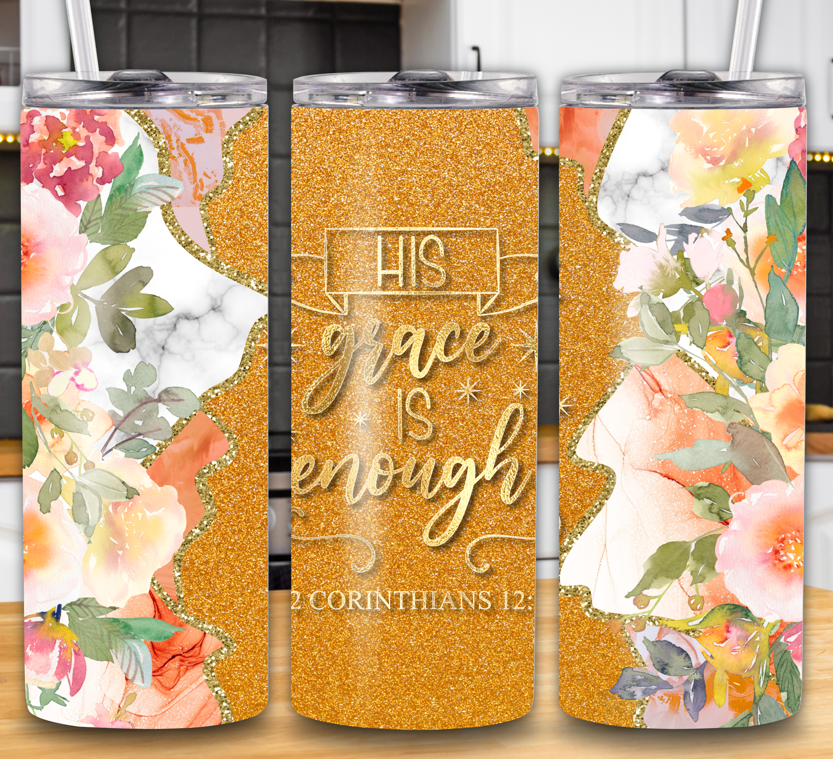 "His Grace is Enough" 2 Corinthians 12:9 20oz Tumbler