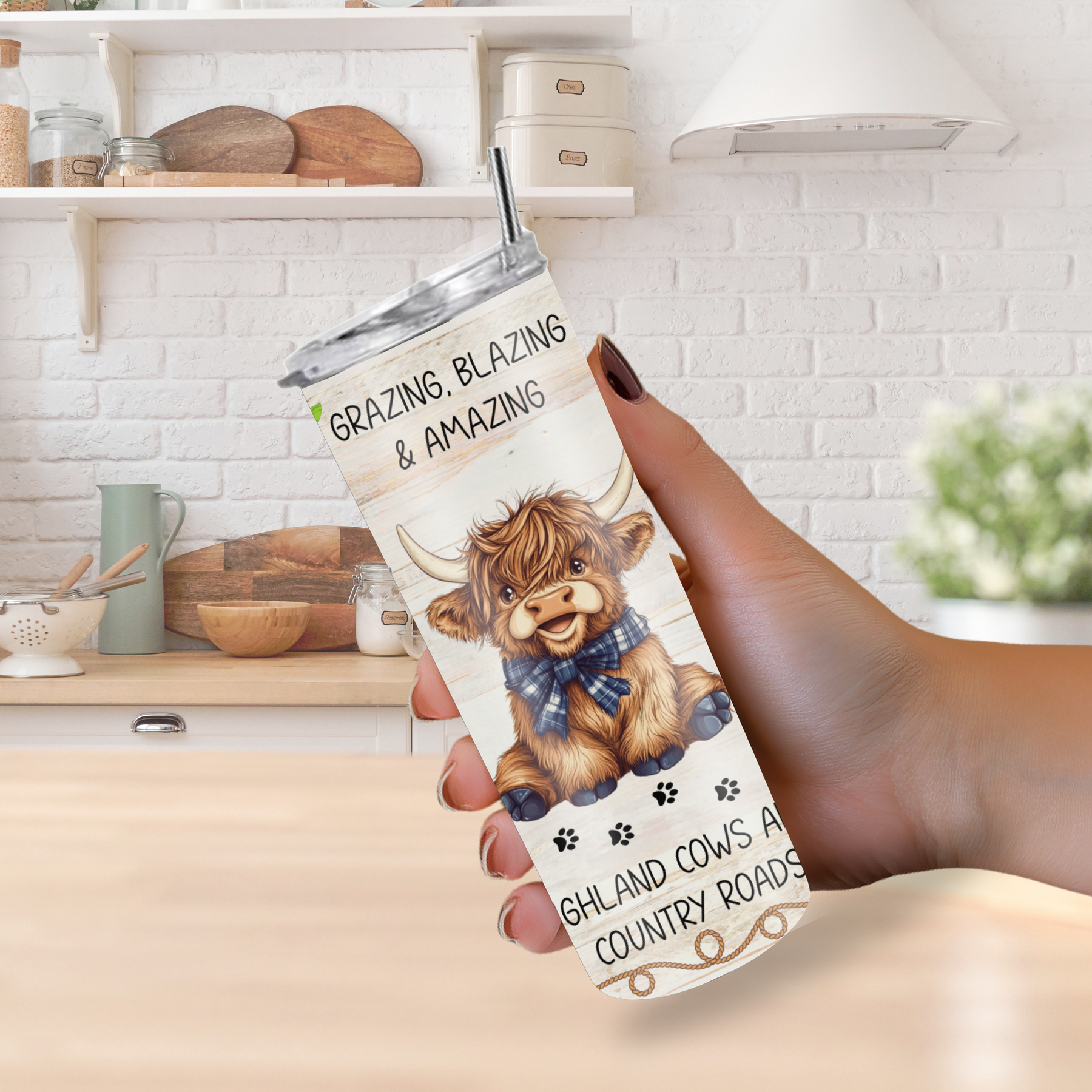 "Grazing, Blazing, & Amazing" 20oz Cow Tumbler