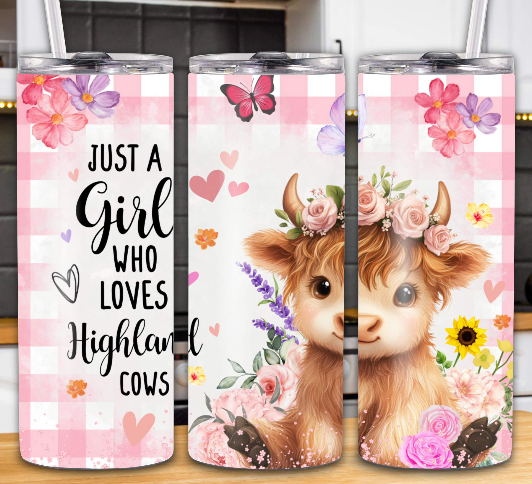 "Just A Girl Who Loves Highland Cows" 20oz Tumbler(Pink)
