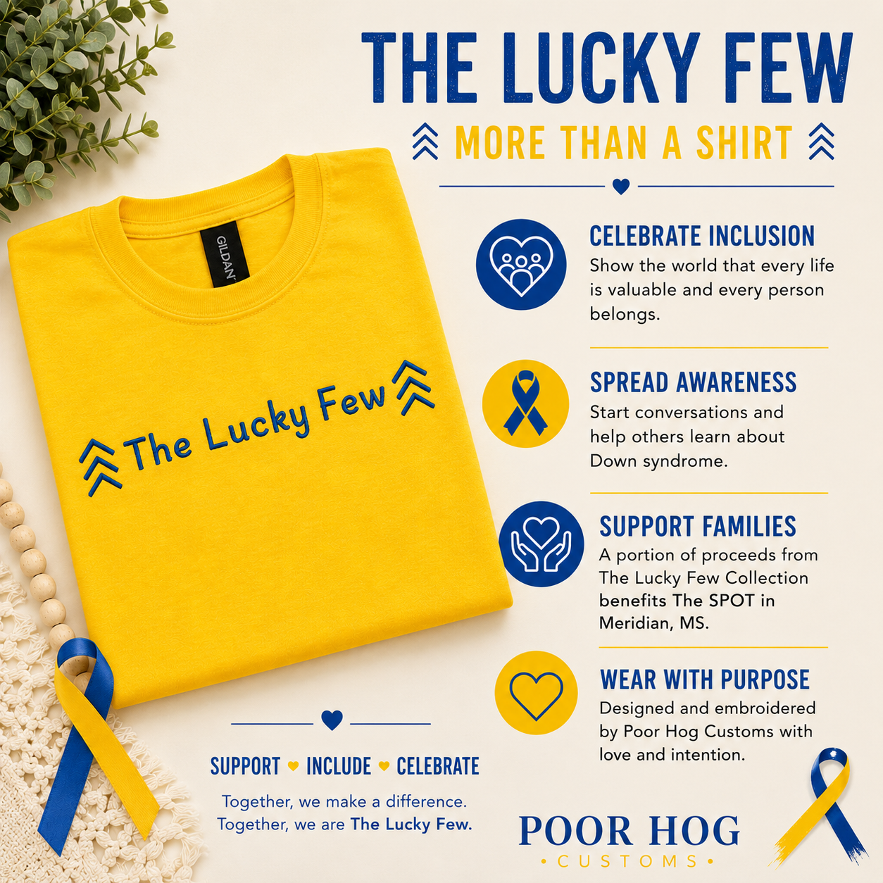 The Lucky Few Embroidered Shirt, Down Syndrome Awareness Tee