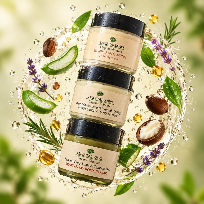 Bundle Trio Set Whipped Luxe Tallows Whipped Anti-Aging, Whipped Body, Hand & Foot & Whipped My Bofix In A Jar - 2 oz each