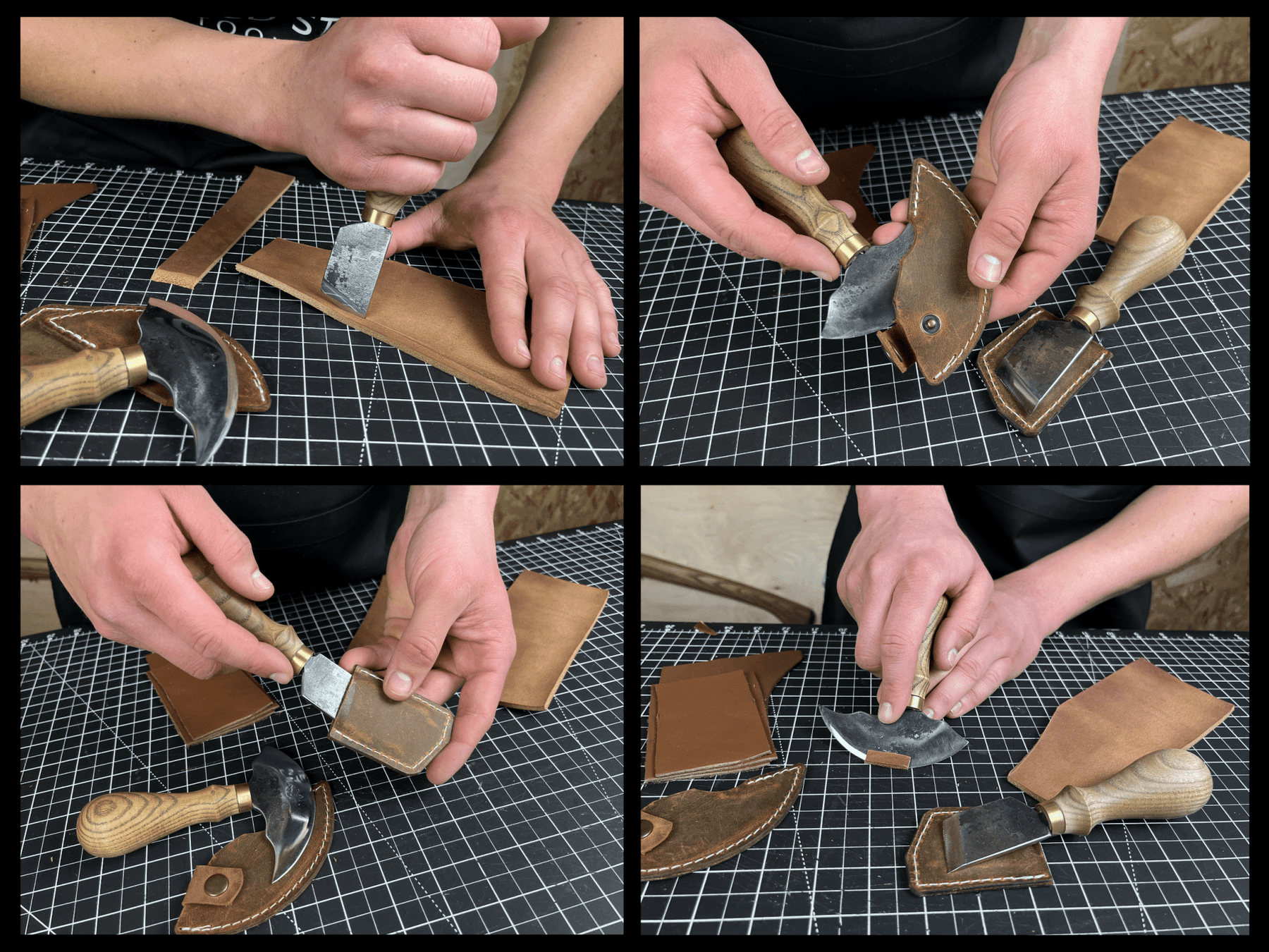 2-Piece Rounded and Angled Leather Knife Set