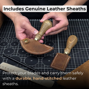 2-Piece Rounded and Straight Leather Knife Set
