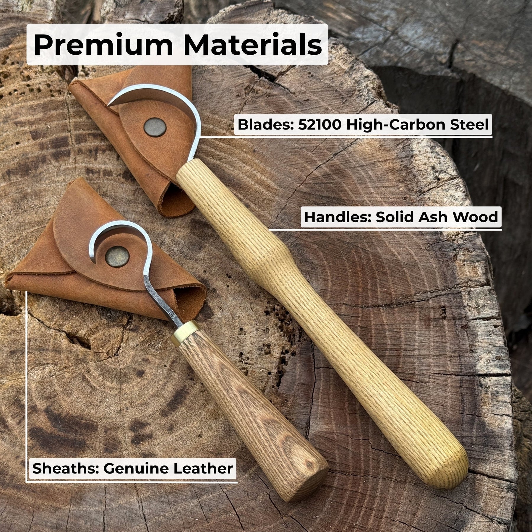2-Piece Spoon Carving Hook Knife Set