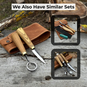 2-Piece Spoon Carving Tool Set with Leather Case