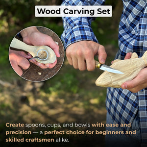 2-Piece Spoon Carving Tool Set with Leather Case