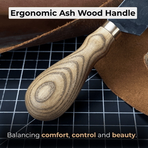2-Piece Straight and Round (Half Moon) Leather Knife Set