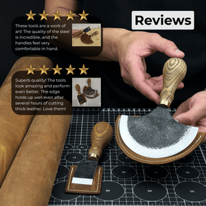 2-Piece Straight and Round (Half Moon) Leather Knife Set
