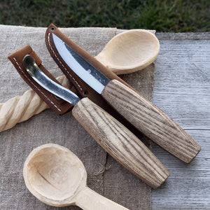 2-Piece Wood Carving Knife Set with Leather Sheaths