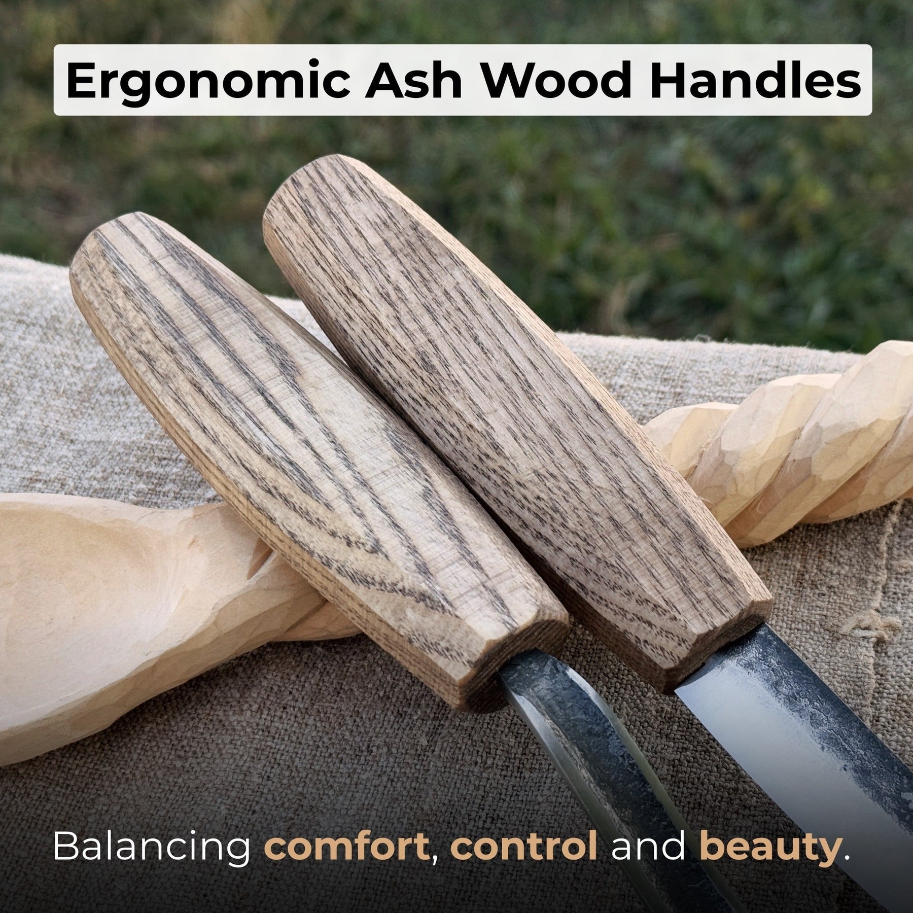 2-Piece Wood Carving Knife Set with Leather Sheaths