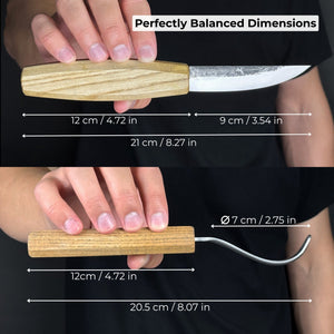 2-Piece Wood Carving Knife Set with Leather Sheaths