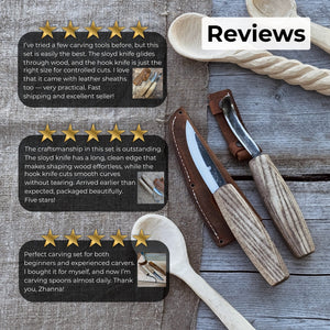 2-Piece Wood Carving Knife Set with Leather Sheaths