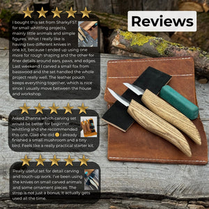 2-Piece Wood Carving Knife Set with Leather Strop and Case