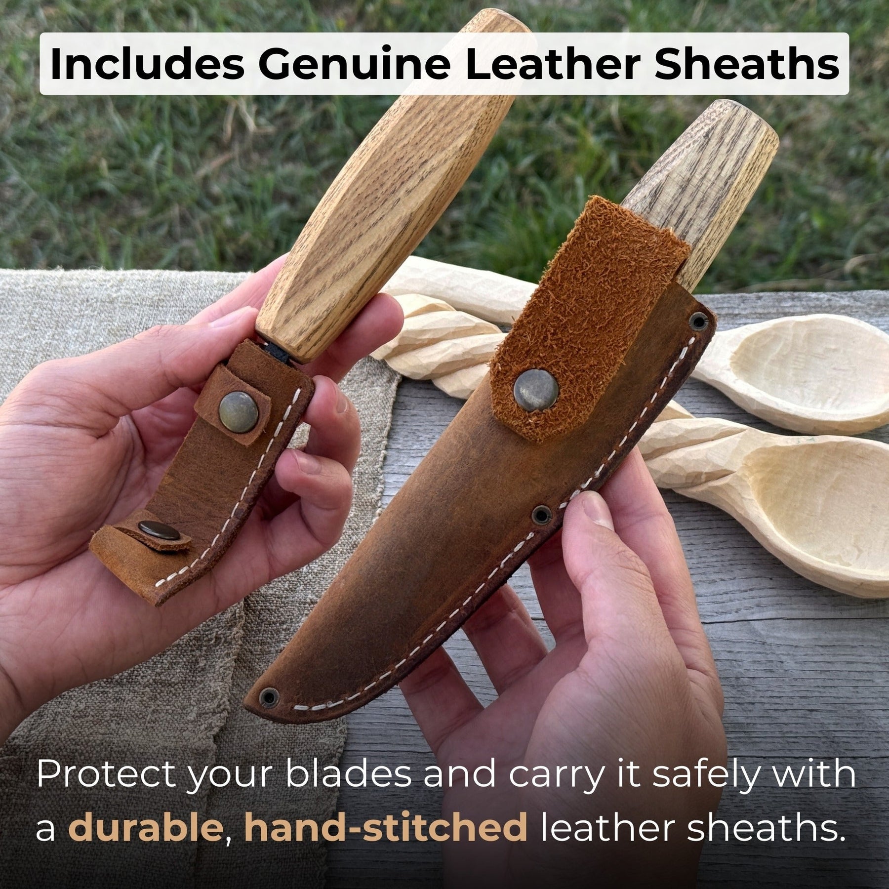 2-Piece Wooden Spoon Carving Set
