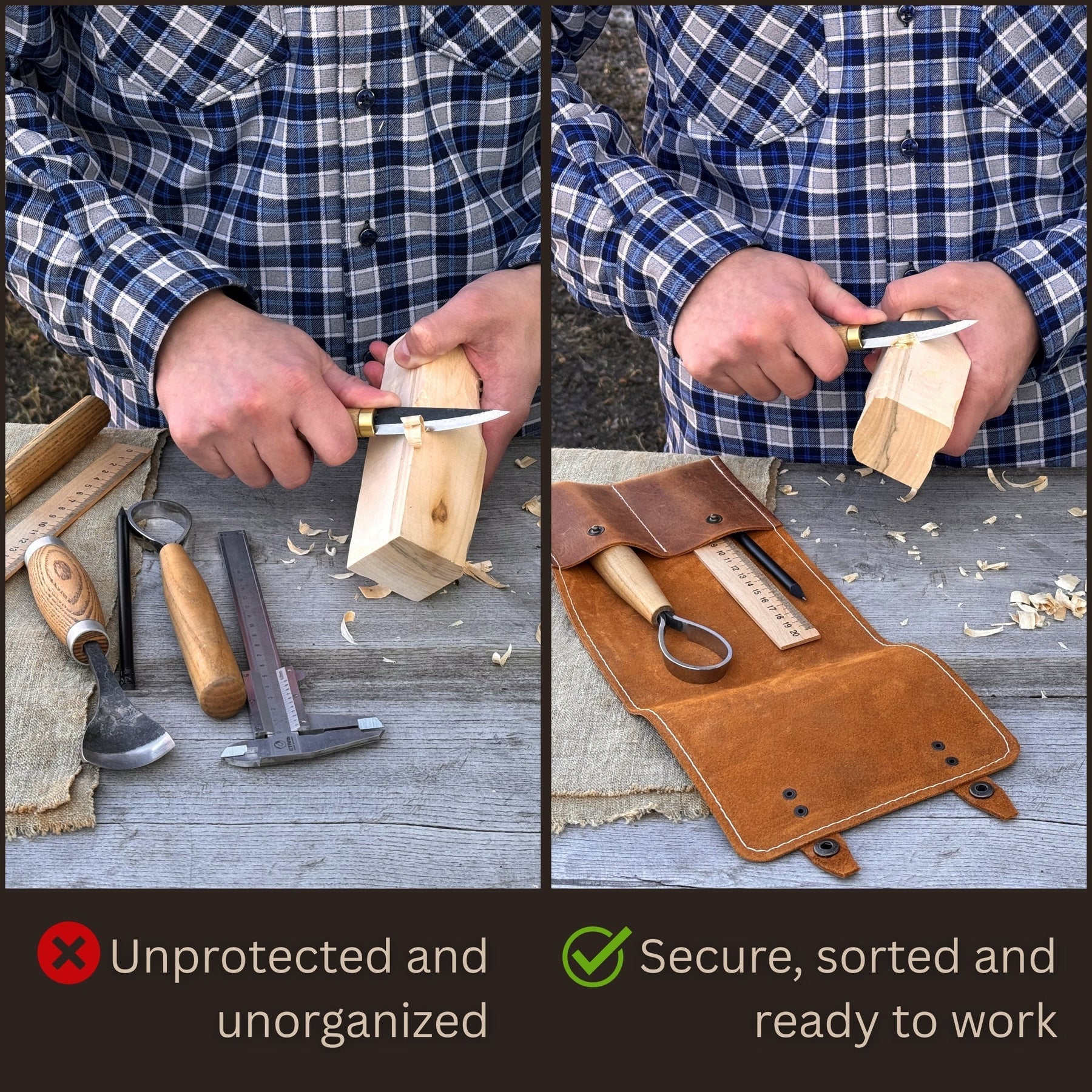 2 Pocket Leather Tool Case