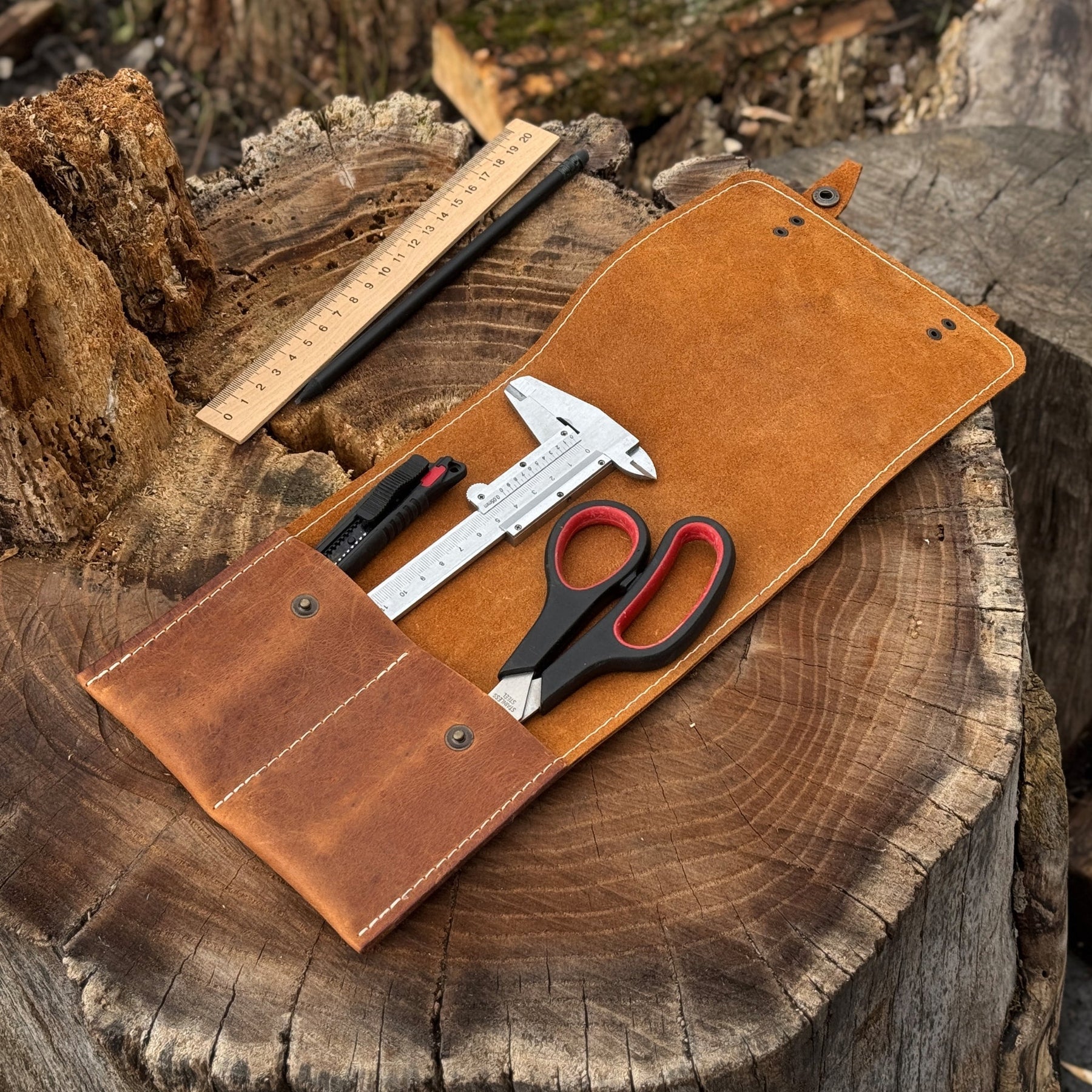 2 Pocket Leather Tool Case