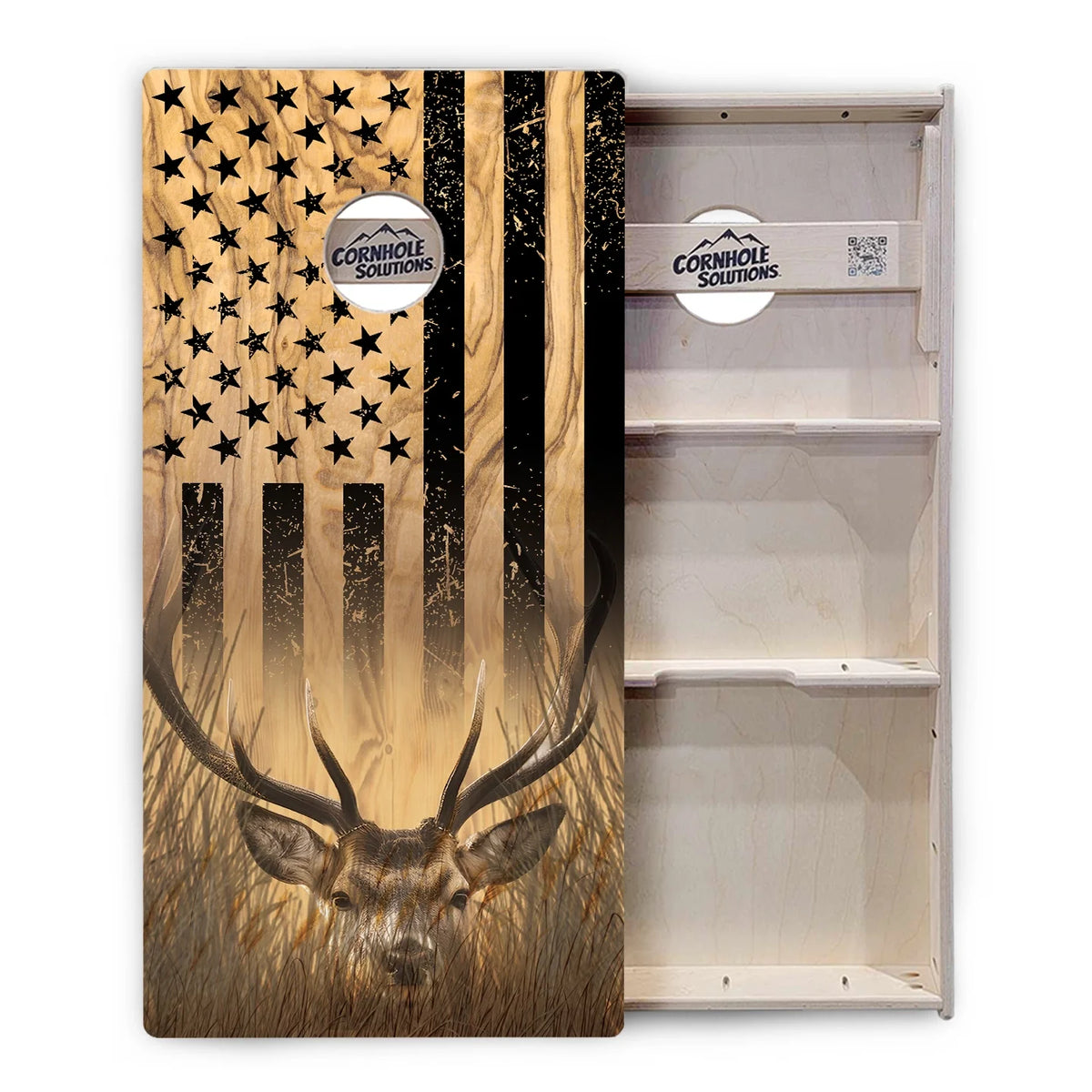 Light Wood Deer & Fish Flag Cornhole Boards – Tournament Series