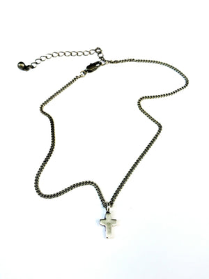 Mini Cross of Comfort Necklace - Sterling Silver Choker Charm by Forged By Fire — view 2 of 5